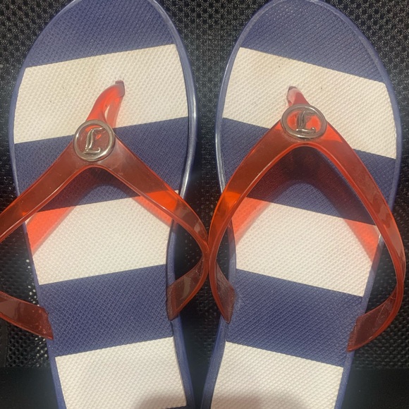 Red and Navy striped Flip Flops - Picture 2 of 5